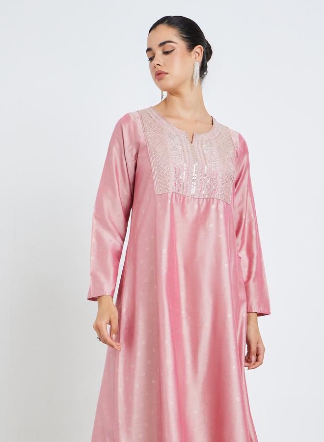 Amirah Women Pink Embellished A-Line Jalabiya - Image 1